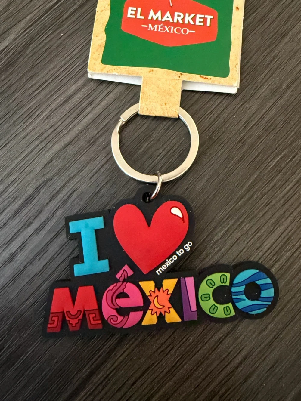 Colorful Mexico Keychain with Red Heart Charm